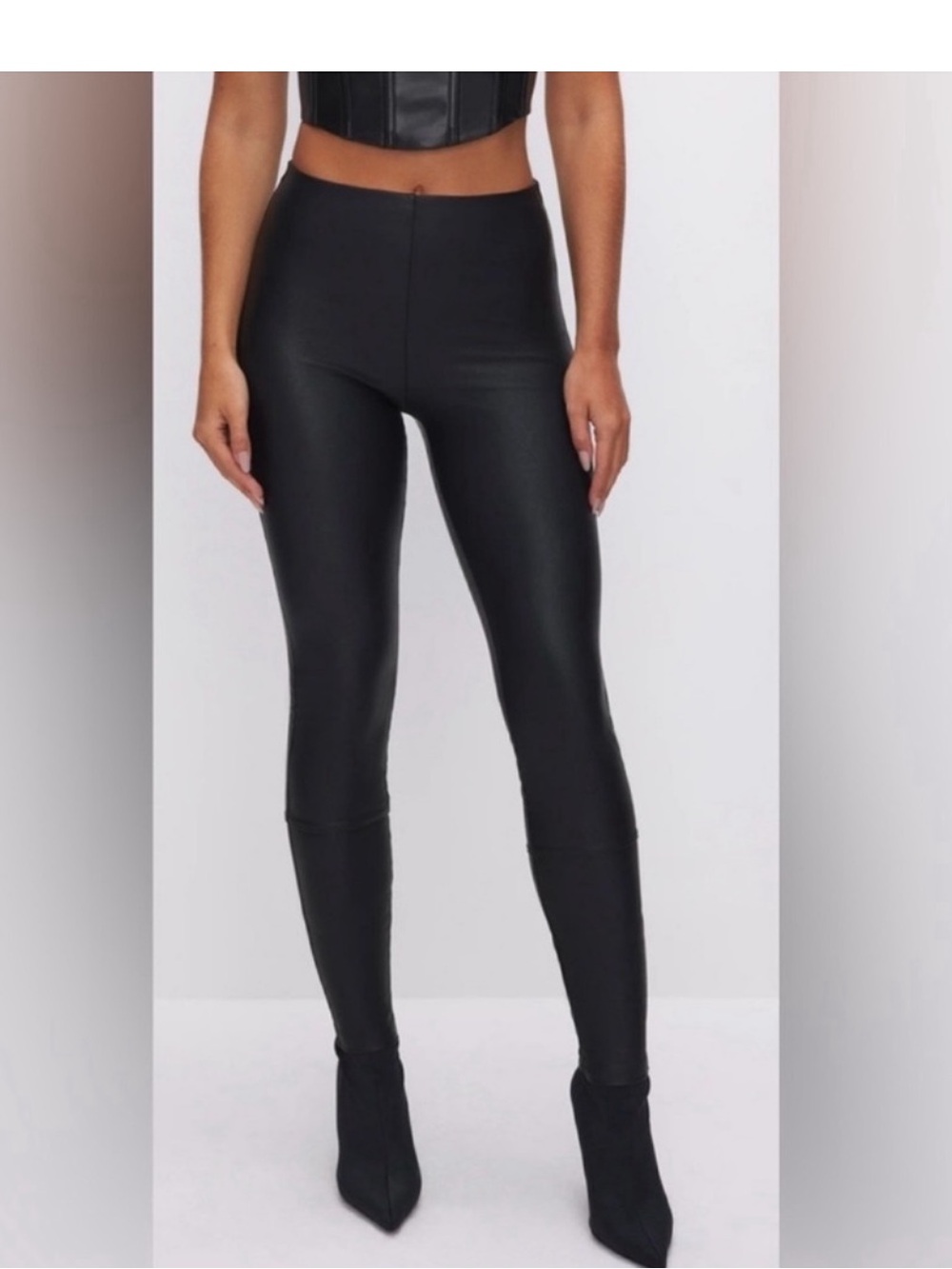 GOOD AMERICAN GOOD WAIST FAUX LEATHER LEGGINGS, SIZE XL.